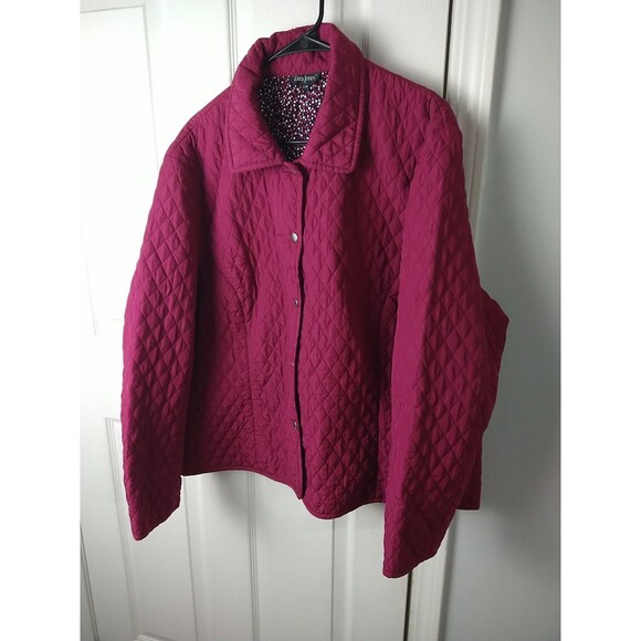 Tara Jones Women 22W Quilted Lined Lightweight Snap Close Jacket Casual Plum - Picture 2 of 11